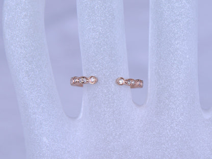 Diamond ring diamond wedding band open gap stacking matching band 14k rose gold ring Marquise set Milgrain style ring promise ring
