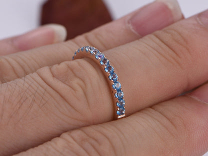 Topaz ring topaz wedding band natural blue gem stone ring engagement ring 14k rose gold stacking ring matching band bridal ring promise ring