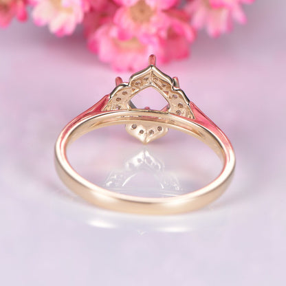 14k yellow gold semi mount diamond engagement ring setting vintage floral style promise ring custom handmade jewelry