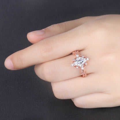 Oval shaped moissanite engagement ring rose gold moissanite ring for women art deco promise bridal wedding jewelry filigree anniversary gift