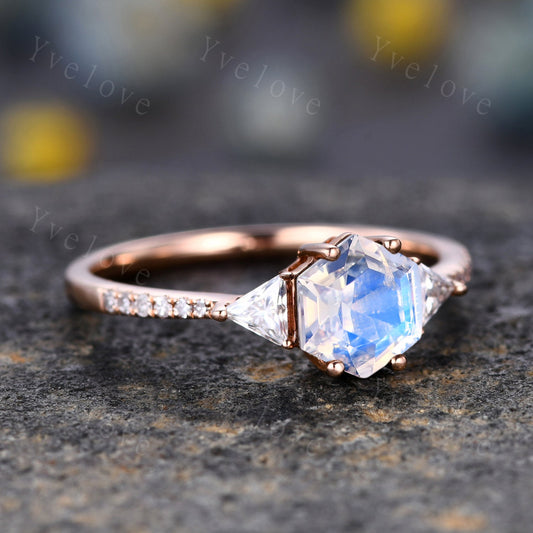 Oval Shaped Moonstone Engagement ring Vintage Rings For Women Sterling  Silver Floral Unique Art Deco Ring Jewelry Anniversary