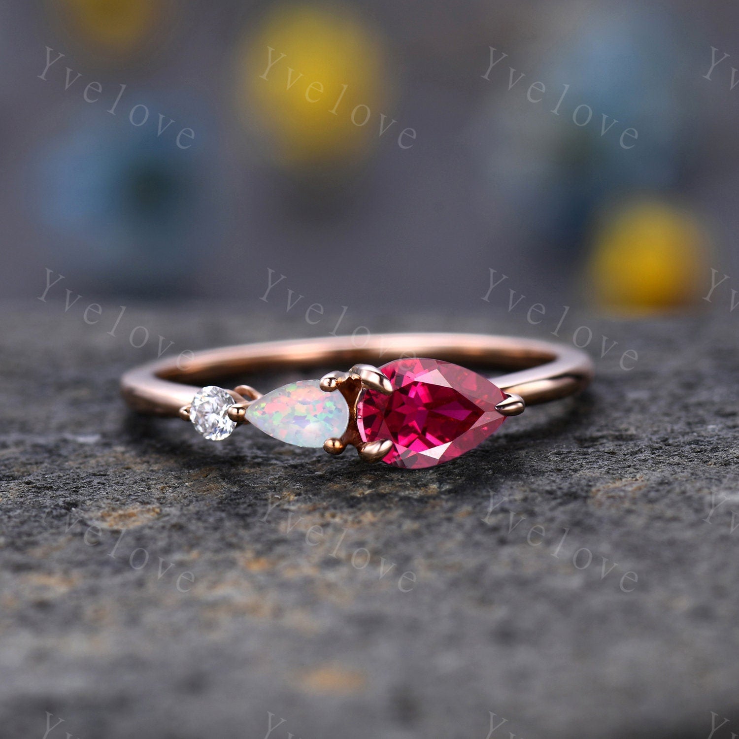 Pear Shaped Ruby Diamond Toi Et Moi Ring | 000 Wedding Ring | injetprint.com